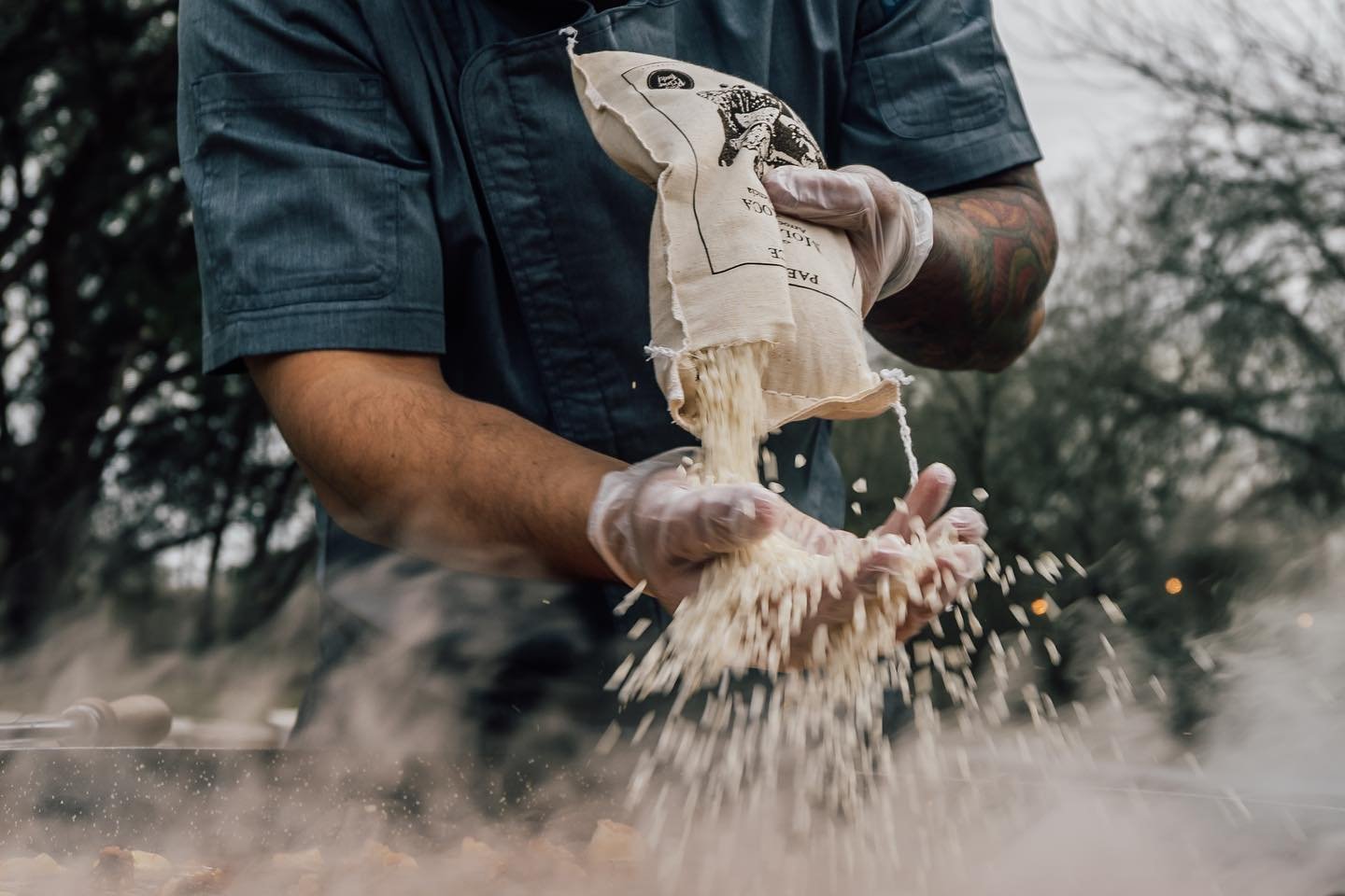 Professional paella setup for corporate event